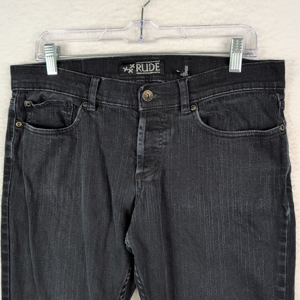 Rude XXX Men Jeans 32x32 Black Skinny‎ Mid Rise  Denim Pockets (34x30)
